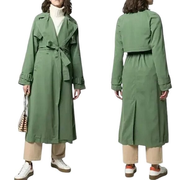 FREE PEOPLE x BOYISH The Maxwell Trench Coat Organic Cotton Willow Green - Picture 1 of 16